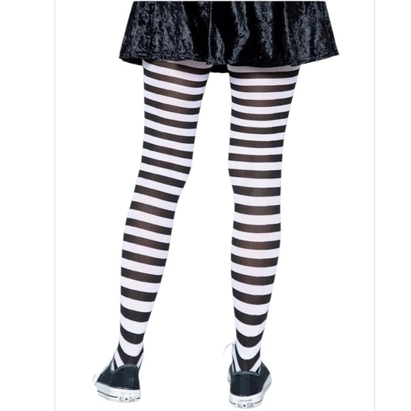 Leg Avenue Women's Nylon Striped Tights Women’s Plus Size 1X/2X - Picture 2 of 9